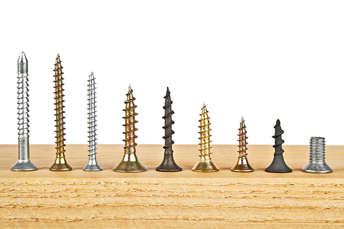 Various screws lined up